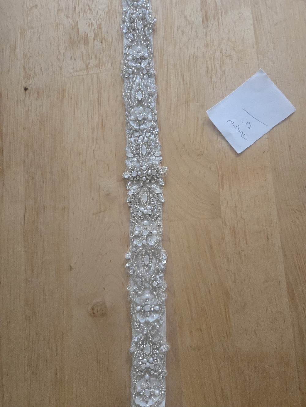 Justin Alezander Embellished Bridal Sash Belt in Ivory and Silver